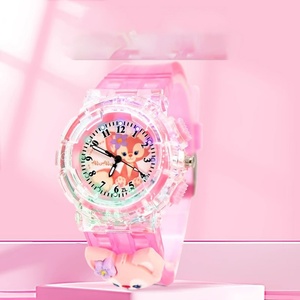 Montre électronique lumineuse numérique à quartz pour enfant, jouet éducatif et écologique, motif dessin animé, bleue, créative, avec colle cristalline - Product Image 6