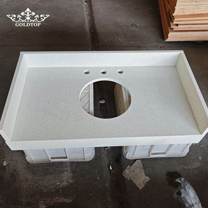 Goldtop <b>Stone</b> Polished Customized Size 2005 <b>Artificial</b> Quartz <b>Stone</b> Snow White Countertop Vanity Tops for Project Villa Hotel - Product Image 1