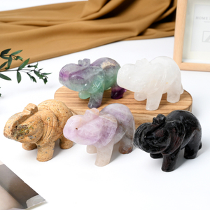 Animales de Cristal Tallados en Piedras Preciosas Naturales al por Mayor, Elefante de Cristal de Materiales Mixtos para Decoración - Product Image 1