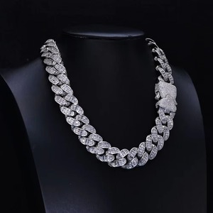 Chaîne Miami Cuban en Moissanite VVS1 testée au diamant, plaqué or 18 carats sur argent 925, bijoux Hip Hop personnalisés, unisexe - Product Image 1