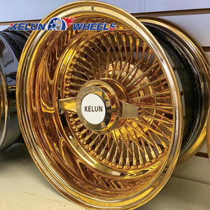 13x7 14x7 Steel Gold Chrome <b>Spoke</b> Wire <b>Wheels</b> - Product Image 2