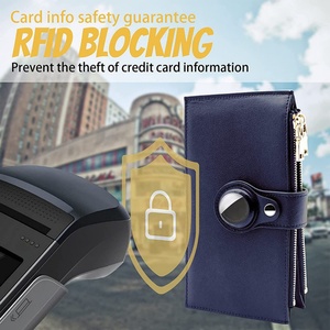 2022 Top Trending Products Designer for Apple Air Tag <b>RFID</b> Card Holder Credit Card Zipper Closure Genuine Leather Slim <b>Wallet</b> - Product Image 4