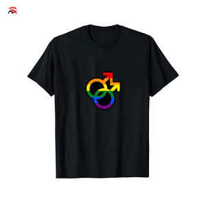 NUOXIN Camiseta LGBT de Manga Corta Personalizada al por Mayor, Color Negro Arcoíris, 180gsm, para Hombre <span class=keywords><strong>y</strong></span> Mujer - Product Image 4