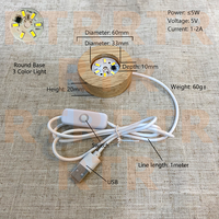 Meistverkaufter Trendiger Neuer 6-10cm USB Leuchtender 3D Holzständer Warme Nacht Kristallkugel LED-Lichtbasis Holzhandwerk