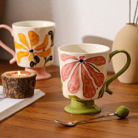 Mug en porcelaine rétro gaufré résistant à la chaleur avec cuillère, compatible micro-ondes, design moderne et minimaliste, pour usage domestique, cadeau idéal pour les mariages