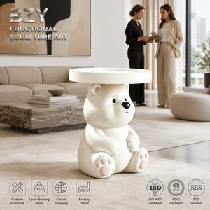 Tavolino Laterale BZY in Resina a Forma di Orso Polare, Scultura Animale Artigianale, Arredamento Moderno per la Casa, Arte, Commercio all'Ingrosso B2B, OEM - Product Image 1