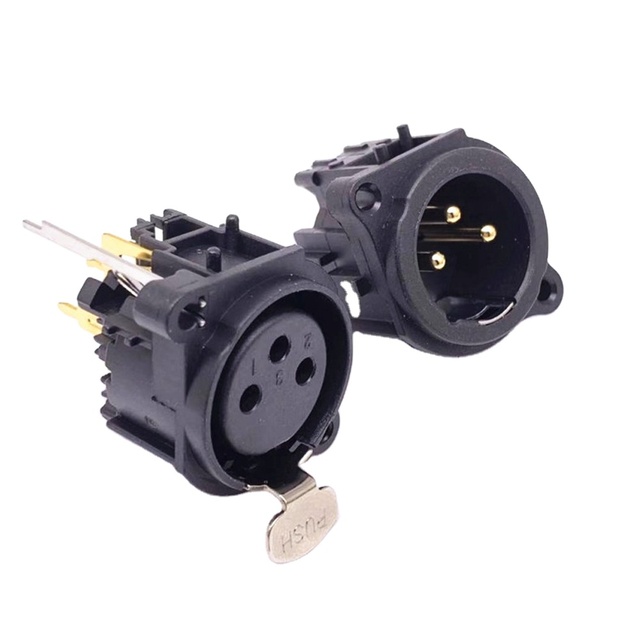 Black Plastic 3Pins XLR Connector Male/Female Connector XLR Jack Socket Speaker Plug with PUSH Button