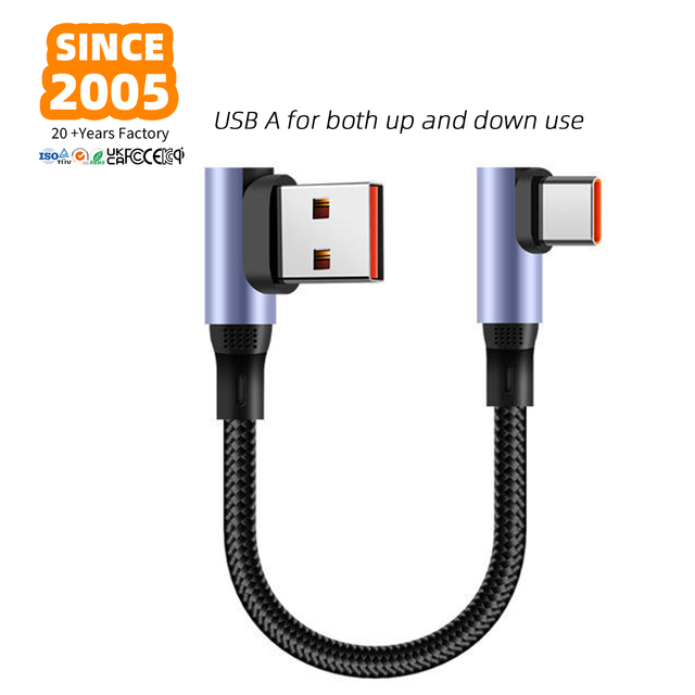 Customize Logo 0.3M Ultra-short Fast Charging USB-C Braided Cable with Pure Copper Conductor for Data Transfer and Mobile Phones
