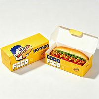 Cajas para Hot Dogs Personalizadas con Diseño de Dibujos Animados, Hechas en Fábrica con Papel Kraft Reciclado, Laminación Mate, Aptas para Restaurantes