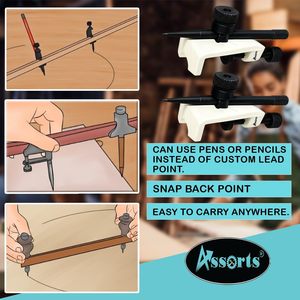Juego de cabezales de tránsito grandes ajustables surtidos con puntas de acero endurecido, soporte para lápiz, compás de viga de alta resistencia y precisión - Product Image 6
