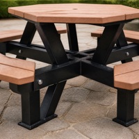 Ensemble de table et de chaises de patio extérieur, meubles de jardin en PE WPC, résistant aux intempéries, imperméable, design moderne, pour cour arrière, véranda