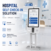 Kiosque d'auto-enregistrement hospitalier de 27 pouces avec écran tactile capacitif, imprimante de reçus, scanner QR/NFC et modules de service personnalisés