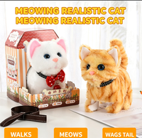 Peluche interactive électrique Easfan Chat qui marche, qui miaule, qui fait bouger la queue et qui secoue la tête, rembourrée en coton PP, pour les enfants de 2 à 4 ans, 7,5 pouces