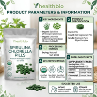 Pabrik OEM Menyediakan Pil Spirulina Chlorella Alami, Tablet Campuran Spirulina Chlorella Grosir, Pil Alga Hijau Harian