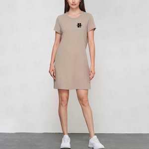 Wholesale Solid Color Breathable Cotton Jersey T Shirt Dress Custom Logo Crew Neck Short Sleeve Custom Women Casual <b>Mini</b> Dress - Product Image 3
