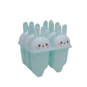 6pcs Cute Lapin Shape Plastic Popsicle Molds Ice Lolly Moulds