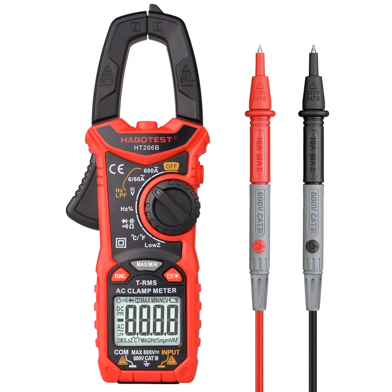 HABOTEST VERO RMS AC DC HT206B Multimetro Pinza Digitale Clamp Meter Con La Temperatura Hz Capacità del Diodo di Prova