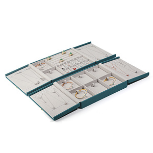 Boîtes de rangement pour bijoux de luxe en cuir haut de gamme, empilables, avec grille de rangement en bois, style minimaliste pour voyage - Product Image 5