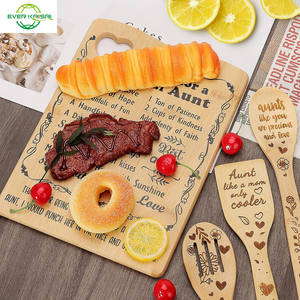 Regalos de cumpleaños o vacaciones para la familia, juego de utensilios de cocina de bambú y tabla de cortar de madera, Navidad, juego de utensilios presente para la tía - Product Image 4