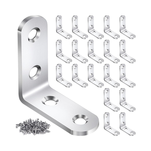 Thép không gỉ L khung góc Brace Bộ 90 độ góc bên phải 80 ốc vít đồ nội thất kim loại góc chân đế cho tủ - Product Image 1