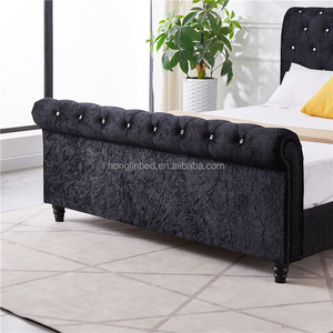 Fabricante de China, suministro de diseño italiano, de lujo modernos muebles de dormitorio, botón de tela copetuda, cabecero alto, cama doble - Product Image 6