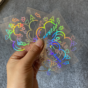 Adesivi personalizzati con decalcomanie olografiche a forma di cuore con accento animale per kpop light stick - Product Image 1