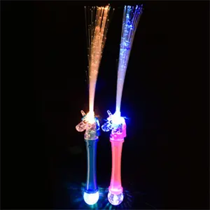 Varinha de unicórnio brilhante, varinha de fibra óptica com led unicórnio brilha no escuro para festas, aniversários e natal