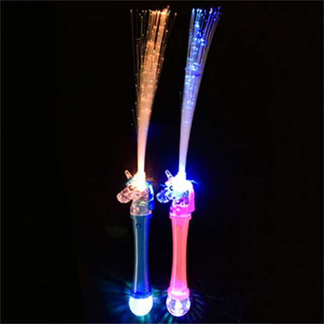 Light up Unicorn Wand LED Fiber Optic Wand Flashing Unicorn Glow Sticks in the Dark Party Supplies for Kids Birthday Christmas