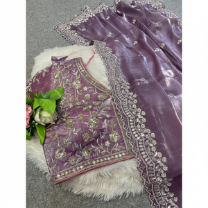 Sarees de Seda Suave Pura con un Increíble Bordado de Lentejuelas de 3 mm, Hechos en India, para Bodas, de la Marca Fabzne - Product Image 1