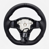 Volant sport en cuir noir et blanc, chauffant, style aérodynamique, fond plat, en carbone, pour Tesla Model 3/Y, modification intérieure personnalisée