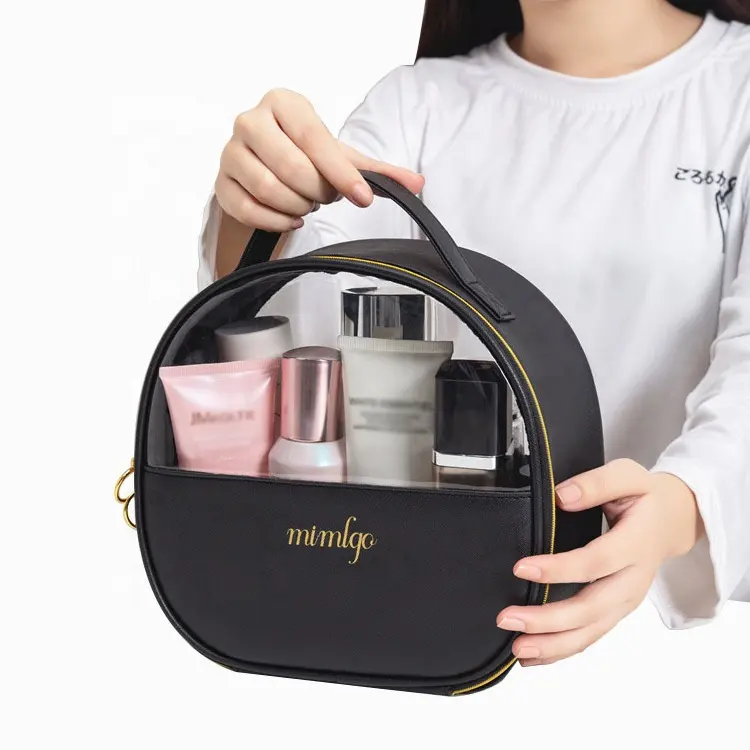 Borsa per cosmetici impermeabile per la cura della pelle portatile in PU semicircolare versione coreana borsa per il lavaggio di grande capacità da viaggio