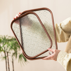 Trung Quốc Khay trà cổ với trung tâm thủy tinh và thủ công bằng gỗ khung - Product Image 2