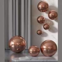 Ornement de Noël et de mariage en cuivre poli miroir doré rose, style Art Déco de luxe, boule creuse, installation facile, intérieur