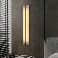 Lampe murale moderne italienne minimaliste pour salon, abat-jour en albâtre, LED dimmable, construction en cuivre, 3000-6000K