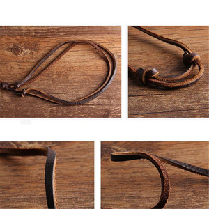 Vintage <span class=keywords><strong>Men</strong></span> 2-Circle <span class=keywords><strong>Rings</strong></span> collana girocollo con ciondolo in corda di pelle regolabile regalo di gioielli - Product Image 5