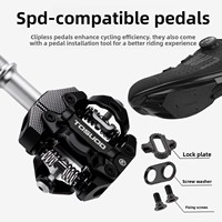 Pédales auto-bloquantes TOUSUOD en alliage d'aluminium double face pour système avec crampons pour vélos de montagne et de route