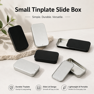 Custom Logo Small Food Grade Slide <b>Tin</b> Box Sliding Top Metal <b>Tin</b> Can Mini Slide <b>Tin</b> For Mint Candy Cosmetic <b>Storage</b> Packing - Product Image 1