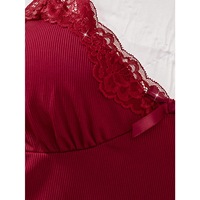 Ensemble de lingerie en dentelle rouge sexy pour femmes, dentelle florale exquise, soutien-gorge et culotte confortables, ensemble de sous-vêtements intimes en deux pièces
