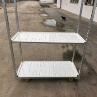 Chariot danois de serre en métal pour horticulture, chariot à fleurs avec étagères réglables, chariot de transport mobile pour plantes pour pépinière et ferme