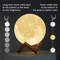 Lampe lunaire 3D rechargeable imprimée en 3D pour chambre à coucher, hôtel, lampe de bureau décorative LED, lumière d'ambiance télécommandée, cadeau pour enfants