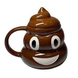 <b>Ceramic</b> Poop Emoji <b>Mug</b> With <b>Lid</b> Cartoon Novelty Design <b>For</b> Party Use - Product Image 5