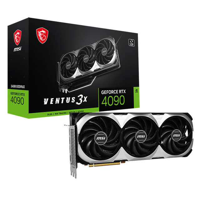 Used MSI GeForce RTX 4090VENTUS 3X 24G Graphics Card with 24GB GDDR6X Memory 21 Gbps Memory Speed Used for Desktop
