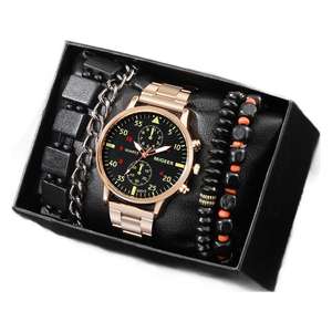 5 Piece <strong>Set</strong> Hot Selling <strong>Geneva</strong> Business Eyes Men's Quartz <strong>Watch</strong> Beaded Bracelet - Product Image 5