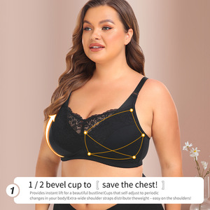 Ladymate ODM/OEM Sujetador De Talla Grande Para Mujer Frauen Plus Size BH Große Brust Ungefüttert Sexy Dessous Spitze Perspektive BH - Product Image 3