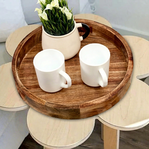 Hot Selling Eco-Friendly Modern Luxury Round Wooden Serving & Decorative Tray for Home Hotel Restaurant Use - Product Image 1