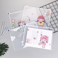 Útiles escolares bonitos resellables, sobre de plástico con cremallera de PVC, bolsa para documentos, carpeta de archivos multifuncional