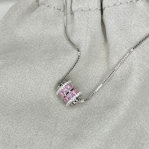 Pink Slim Waist Necklace Women Zinc Alloy Channel Setting Circular Ellipse Pendant Clavicle Chain Gift Elegant Simple Design - Product Image 3