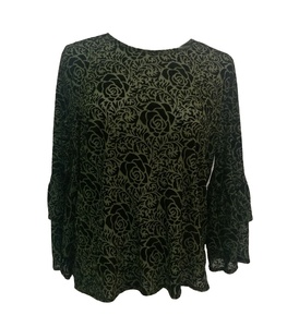 Velour Tops and Clothing <strong>Middle</strong>-<strong>aged</strong> and Elderly <strong>Women</strong> <strong>Blouses</strong> &amp; Tops Shirt / <strong>Blouse</strong> <strong>for</strong> <strong>Women</strong> Floral Pattern OEM Service Custom - Product Image 1