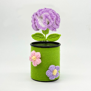 Vendita calda fatta a mano a uncinetto <span class=keywords><strong>girasole</strong></span> Bouquet custodia matita in piedi ornamenti da scrivania per regali di festa a casa - Product Image 6