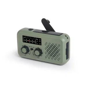 Venta caliente batería recargable linterna solar FM Radio autoalimentado Dynamo emergencia manivela radios